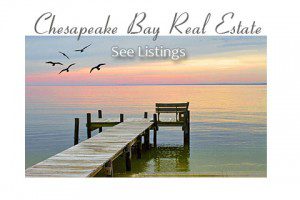 Photo of a dock on the Bay. Text says Chesapeake Bay Real Estate, See Listings