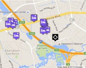 Click for map of hotels closest to Hampton Coliseum. 
